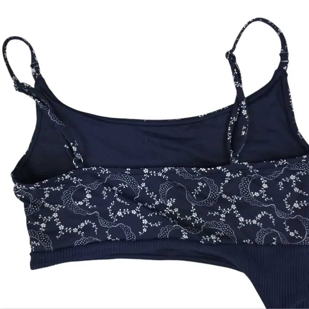 Frankies Bikinis Thea Ribbed Bandana Cutout One Piece Swimsuit in Dixie